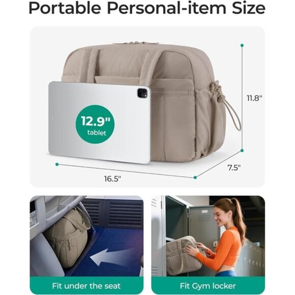 Gym Bag for Women, Duffle Bag for Travel with Wet Pocket, Lightweight Carry on - Picture 2 of 7